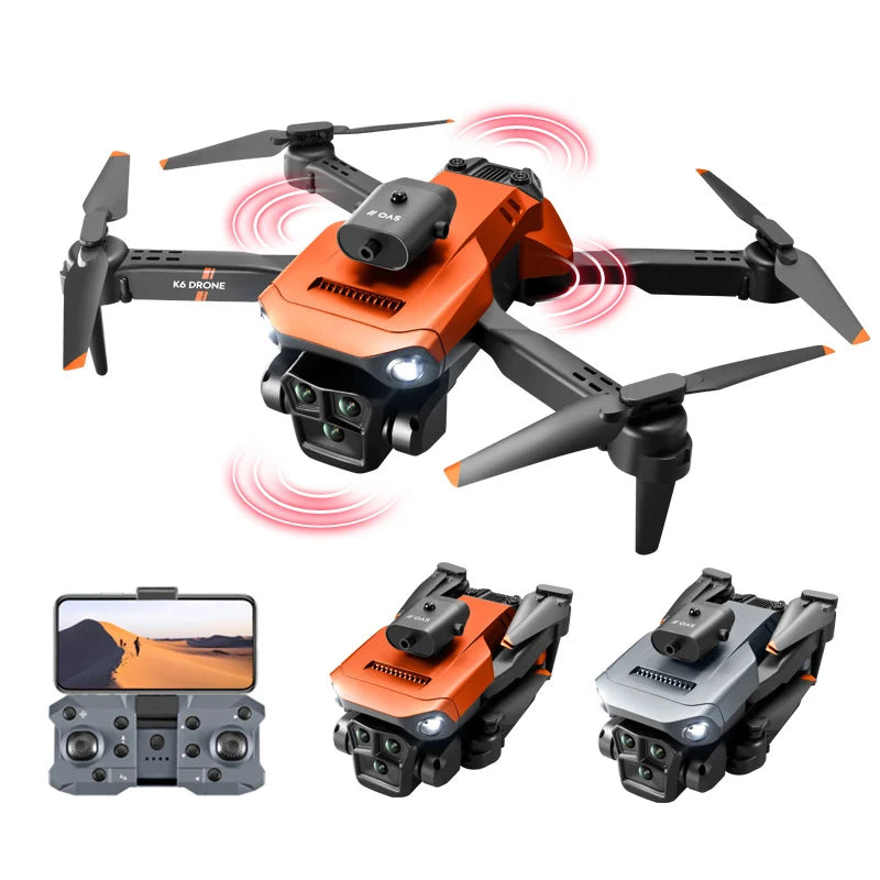Side view of K6 MAX Drone: 4K HD Triple-Camera Quadcopter with 4-Way Obstacle Avoidance, Optical Flow Positioning & Remote Co.