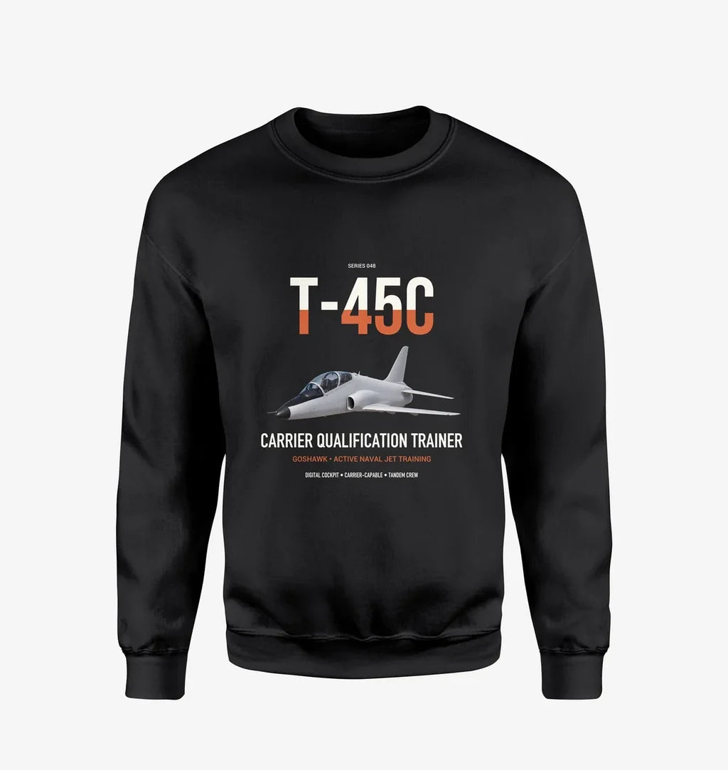 T-45C Goshawk design on black sweatshirt