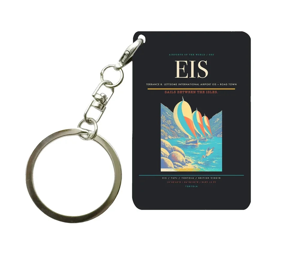 Terrance B. Lettsome International Airport (EIS) design on black key chain