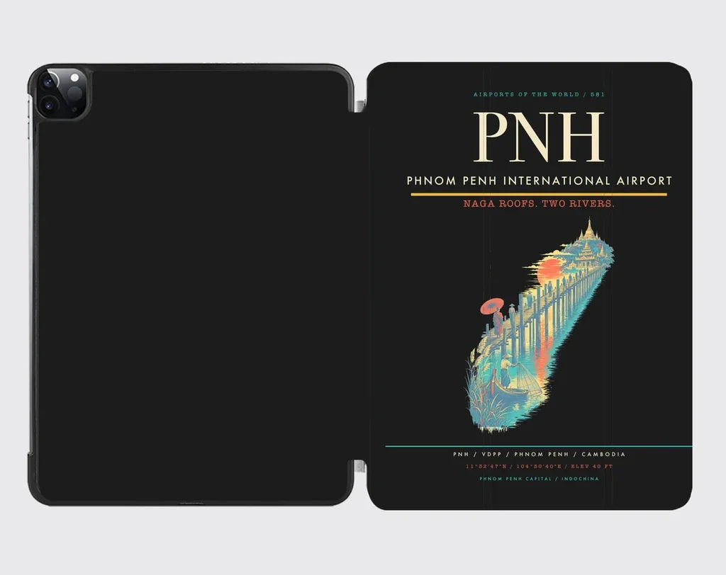 Phnom Penh International Airport (PNH) design on black ipad tablet case