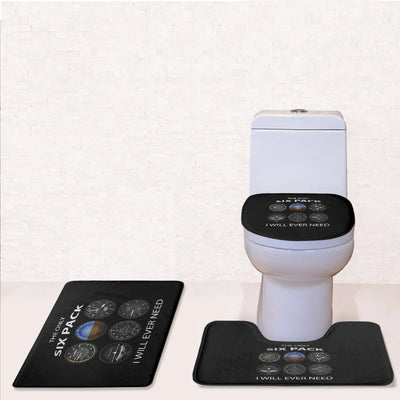The Only Six Pack I Will Ever Need Toilet Seat Cover Three-piece aviation print on soft fabric toilet seat cover set.
