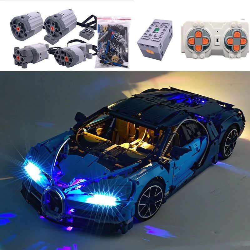 4031Pcs Blue Bugatti Car For RC Building Blocks Car aviation themed RC model in durable ABS plastic.