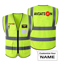 Thumbnail for Aviation design printed on high-visibility reflective fabric reflective vest.