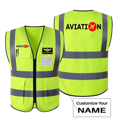 Aviation design printed on high-visibility reflective fabric reflective vest.