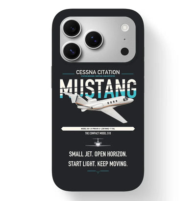 Cessna Citation Mustang design on black magsafe iphone case, for iPhone 17 Pro