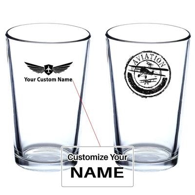 Aviation Lovers Beer & aviation design on beer water glass, versatile drinkware.