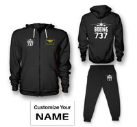 Thumbnail for Boeing 737 & Plane aviation design on soft cotton blend zipped hoodie and sweatpants set.