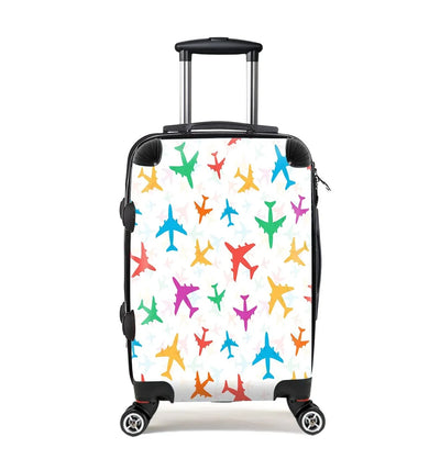 Cheerful Seamless Airplanes Cabin Size aviation design luggage, durable shell construction.
