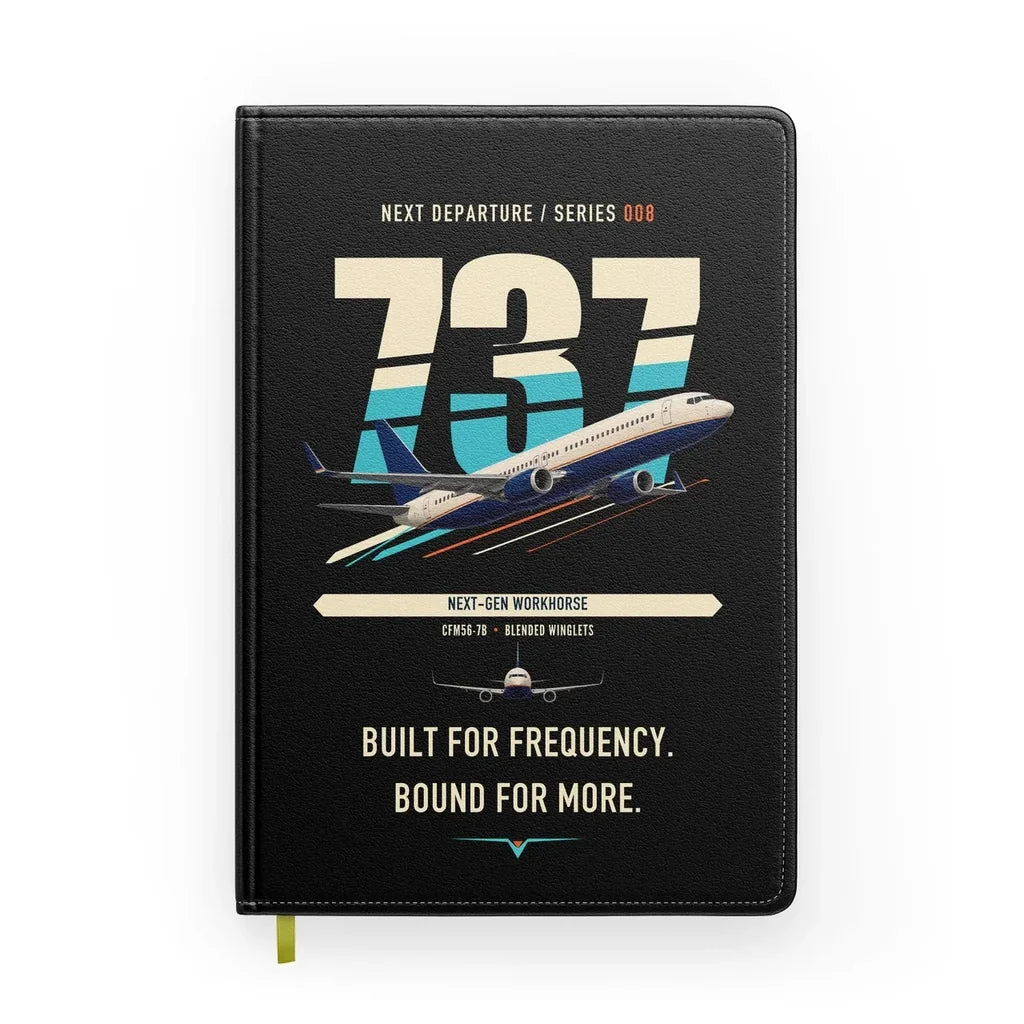 Boeing 737-800 NG design on black notebook