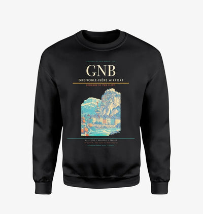 Grenoble-Isère Airport (GNB) design on black sweatshirt