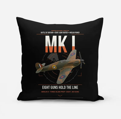 Hawker Hurricane Mk I design on black pillow