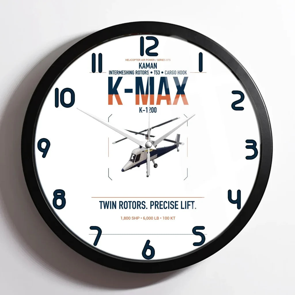 Kaman K-1200 K-MAX design on white framed wall clock