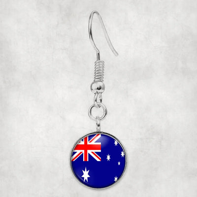 Australia Flag aviation earrings, hypoallergenic alloy body with engraved detail.