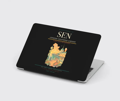 London Southend Airport (SEN) design on black MacBook case