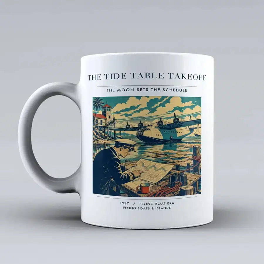 VINTAGE G4272 - The Tide Table Takeoff - Ceramic Mug design on white