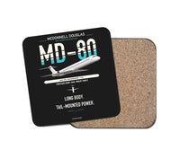 Thumbnail for McDonnell Douglas MD-80 design on black 1 piece coaster