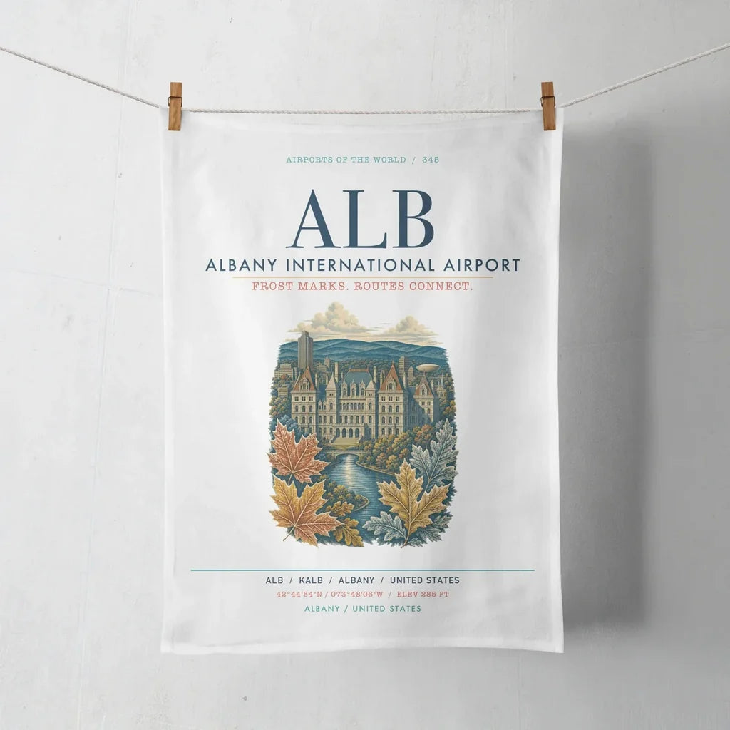 Albany International Airport (ALB) design on white towel