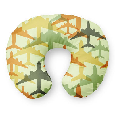 Seamless Colourful Airplanes Travel & Boppy aviation design on memory foam with soft cover travel pillow.