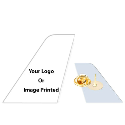 Custom Design Image Logo aviation design tail-shape badge pin in polished alloy.