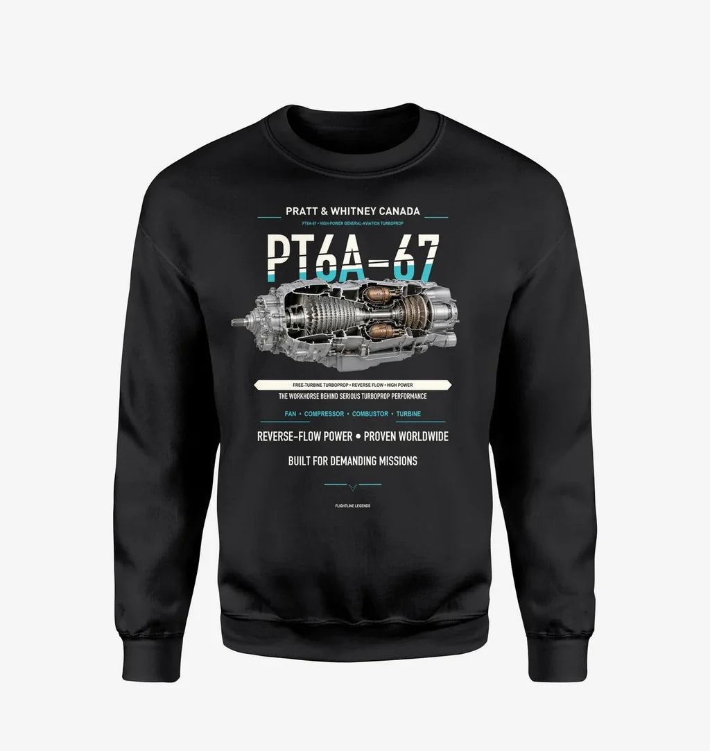 PT6A-67 design on black sweatshirt
