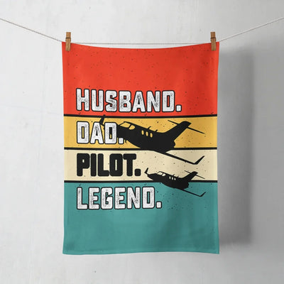Husband & Dad & Pilot & Legend aviation design on soft absorbent cotton towel.