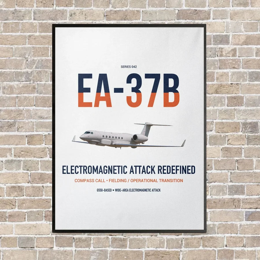 EA-37B Compass Call vertical canvas print - framed - white background