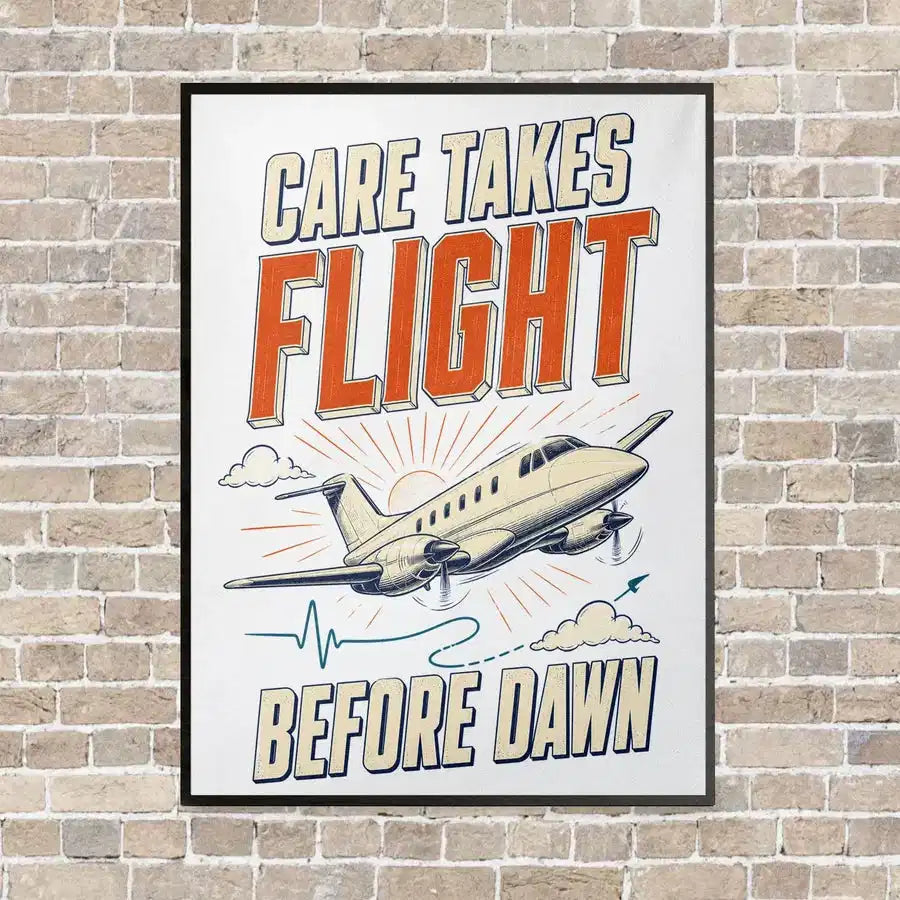 Care Takes Flight Before Dawn vertical canvas print - framed - white background