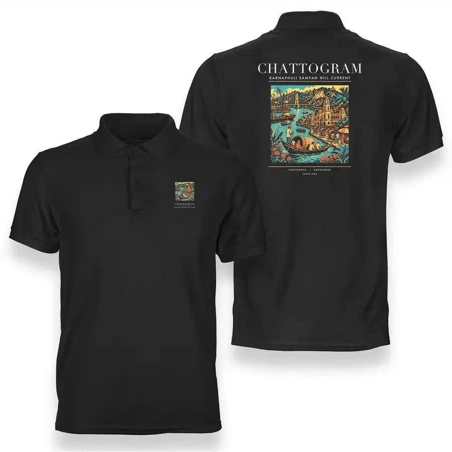 CHATTOGRAM - Poster - Double-Side Polo - Black