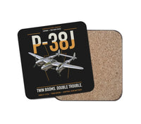 Thumbnail for P-38J Lightning design on black 1 piece coaster