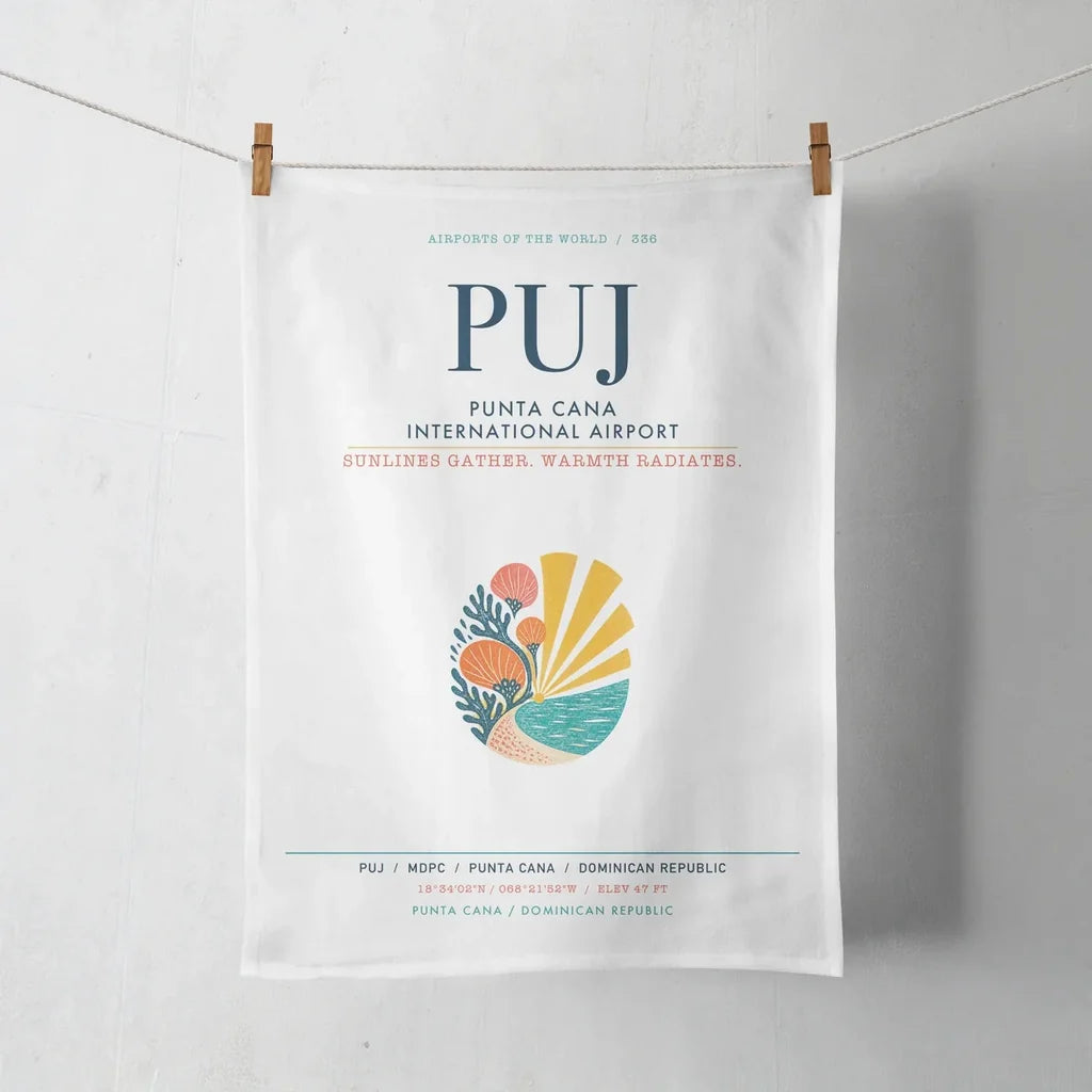 Punta Cana International Airport (PUJ) design on white towel