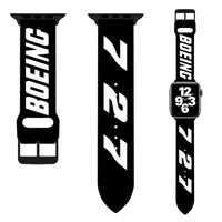 Thumbnail for Boeing 727 Flat Text aviation Apple Watch band, soft silicone body with engraved detail.