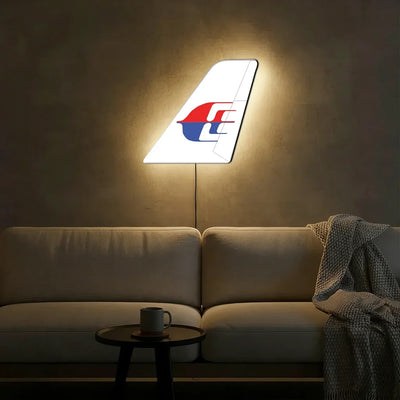 Malaysia Airlines aviation design on durable metal with LED aircraft tail wall art.