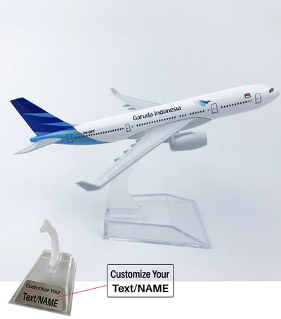 Side view of Indonesian airlines Boeing 737 Airplane Model (16CM) aviation 16-18cm scale model aircraft in diecast metal.