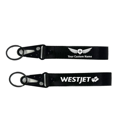 WestJet Airlines aviation hawk-shaped key chain, durable metal alloy.