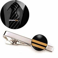 Thumbnail for Pilot Epaulette 2 Lines aviation tie clip, stainless steel body with engraved detail.