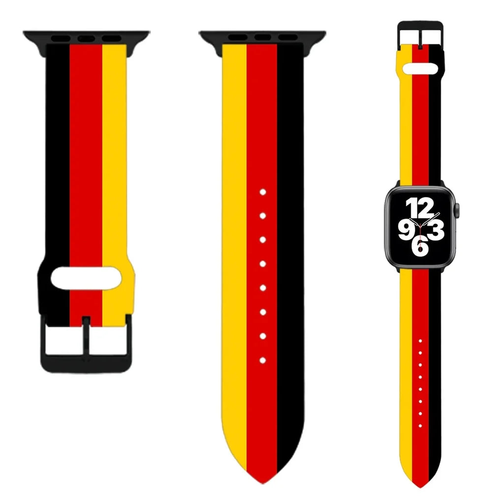 Germany Flag aviation-themed Apple Watch band, polished soft silicone.