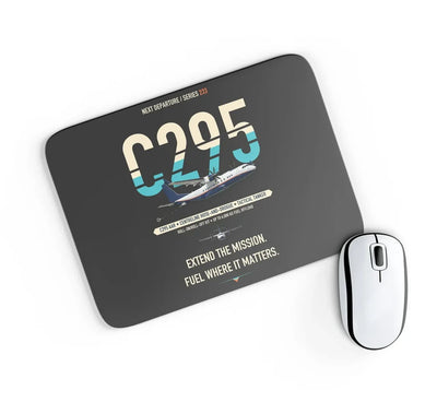 Airbus C295 Air-to-Air Refuelling design on black rectangle mouse pad