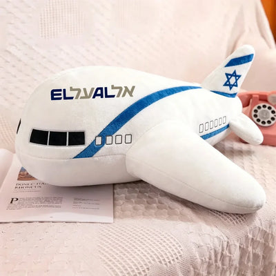 EL AL Israel Airlines aviation design on soft polyester filling airplane-shape decorative pillow.