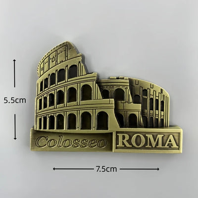Colosseum Rome Italy 3D Metal Fridge aviation design 3D metal magnet sticker in 3D metal with magnetic back.
