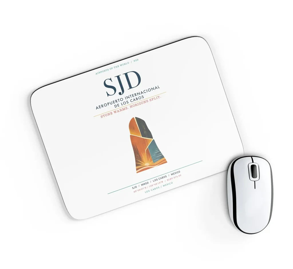 Aeropuerto Internacional de Los Cabos (SJD) design on white rectangle mouse pad