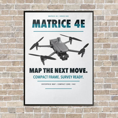 DJI Matrice 4E vertical canvas print - framed - white background