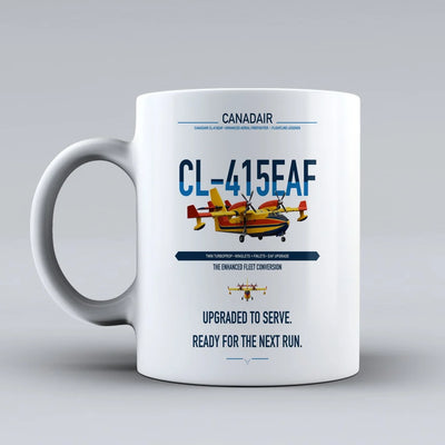 Canadair CL-415EAF design on white ceramic mug, double-side print