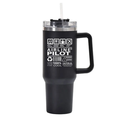 Airline Pilot Label 40oz Stainless Steel Car Mug With Holder aviation design on 40oz car mug, 40oz vacuum-insulated.