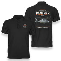 Thumbnail for Airbus Helicopters AS565 MBe Panther design on black double-side polo t-shirt, double-side print