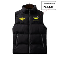 Thumbnail for Born To Fly & Badge aviation design printed on quilted padding with sleeveless design puffy vest.