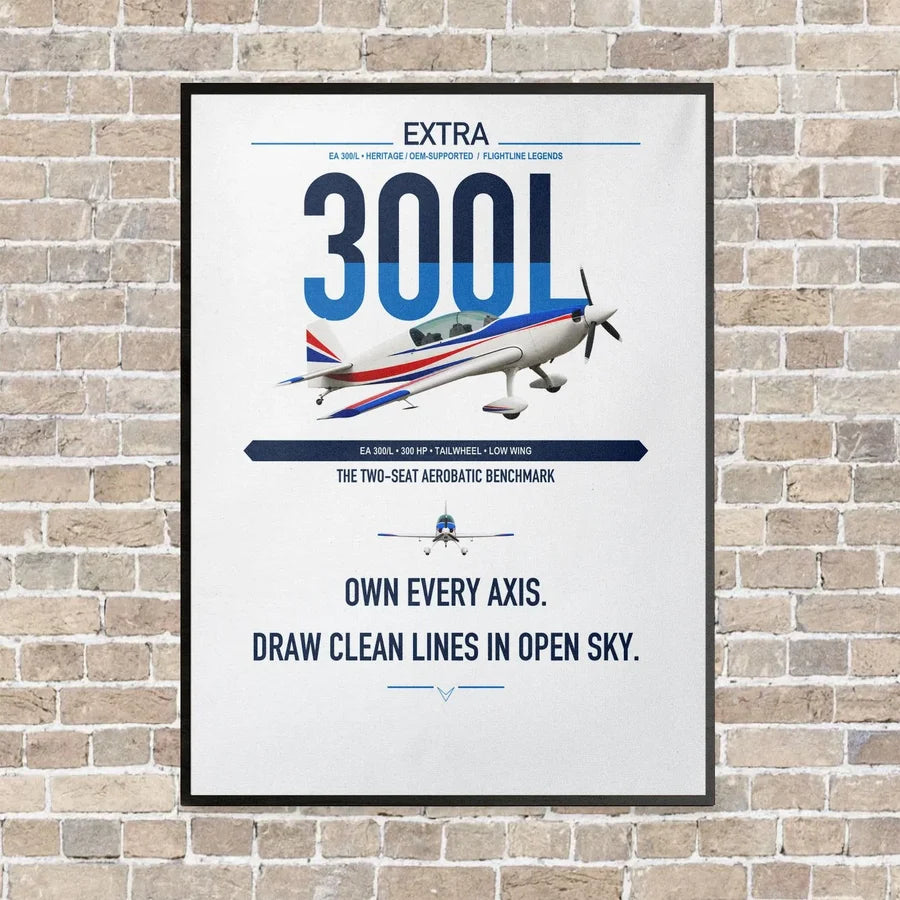 Extra 300L vertical canvas print - framed - white background