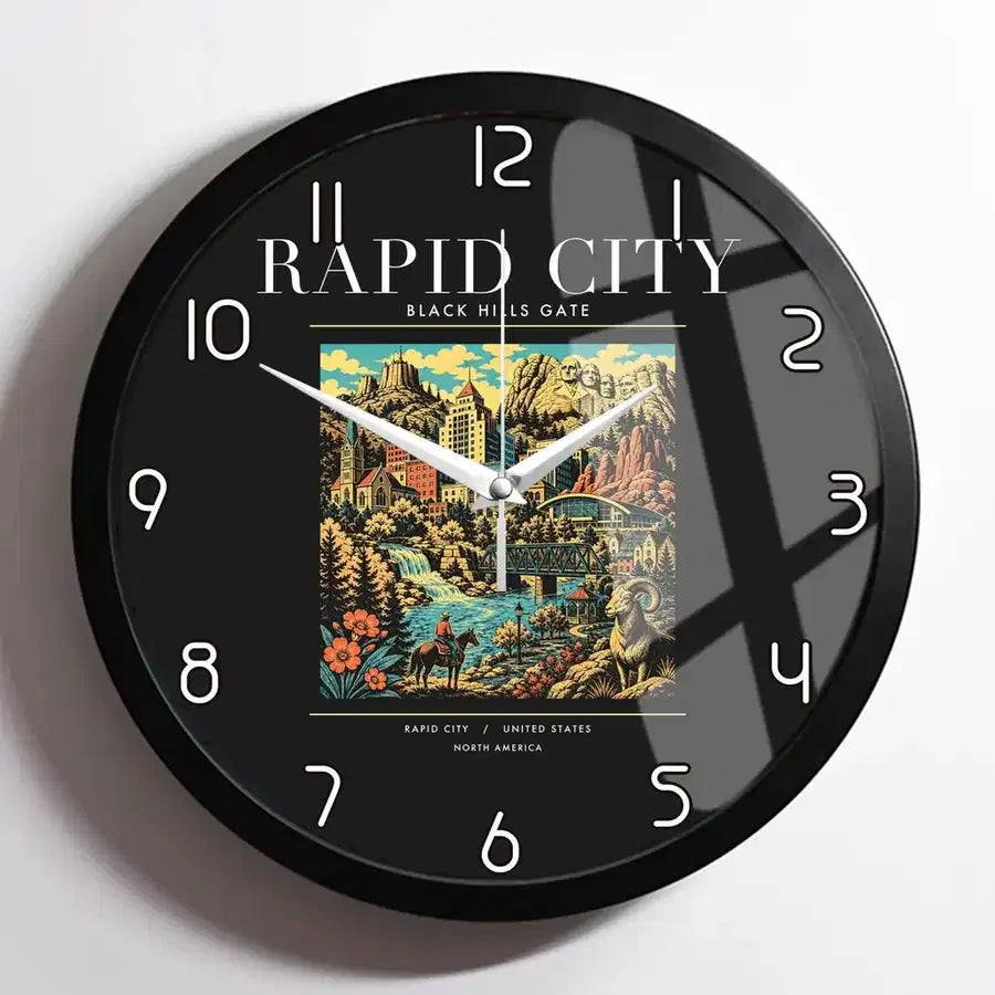 RAPID CITY - Poster - Wall Clock Framed - Black