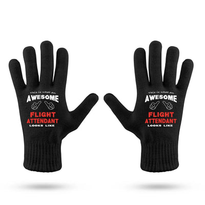 Flight Attendant aviation design on soft knit fabric gloves.