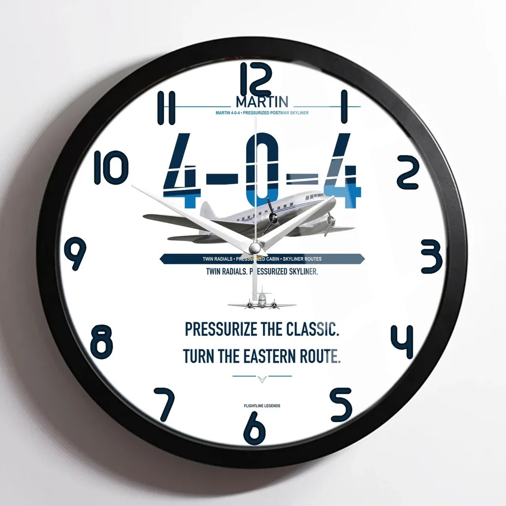 Martin 4-0-4 design on white framed wall clock
