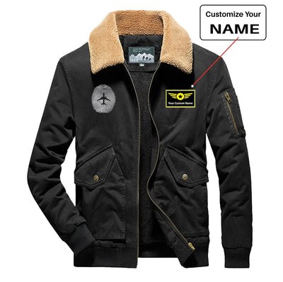 Aviation Finger Print aviation design printed on heavyweight padded shell with warm lining thick bomber jacket.